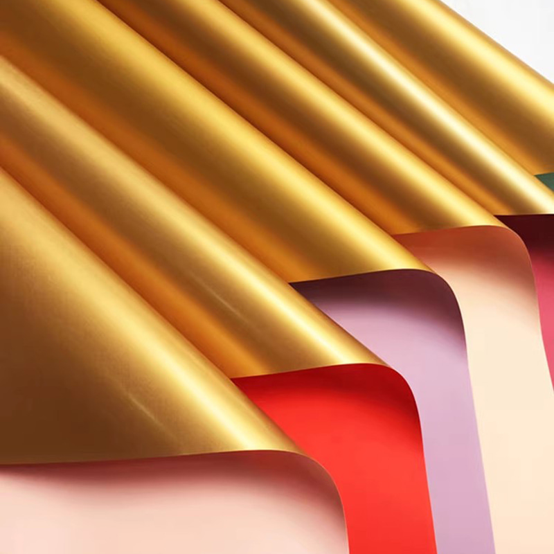 MYHC-17 Jednostrani Flash Gold, dvostrani dvobojni papir za zamatanje cvijeća s bisernom folijom