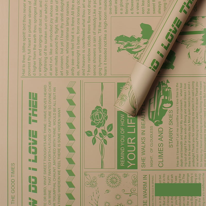 MYHC-21 Retro papir za zamatanje cvijeća od kravlje kože u novinskom stilu