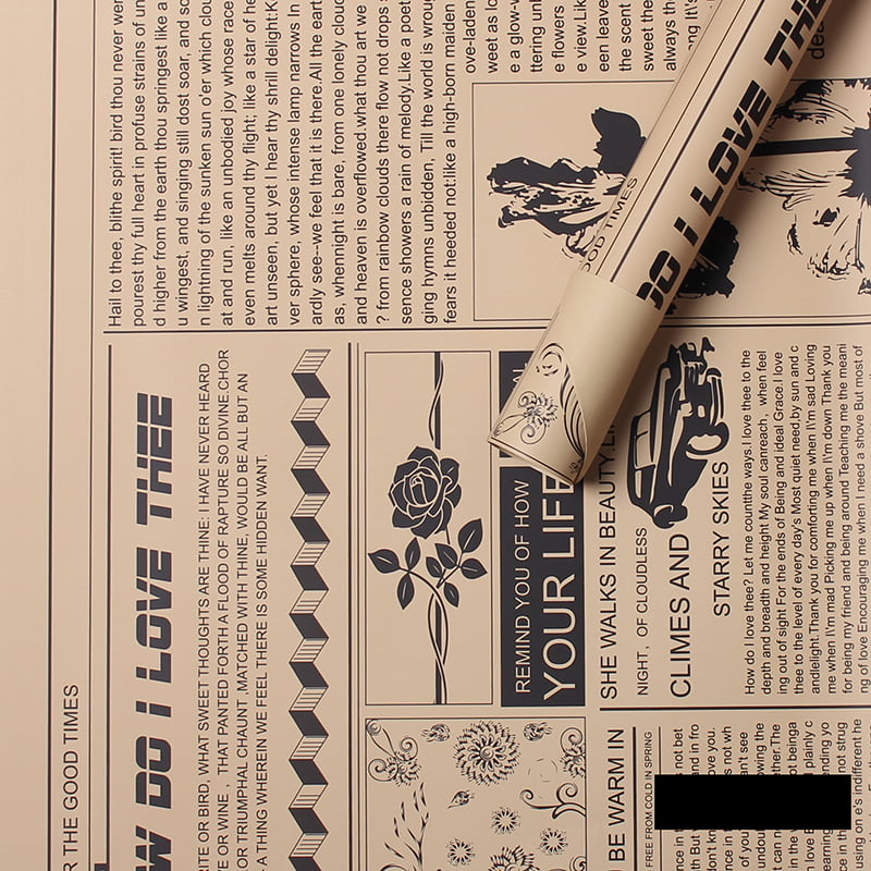 MYHC-21 Retro papir za zamatanje cvijeća od kravlje kože u novinskom stilu